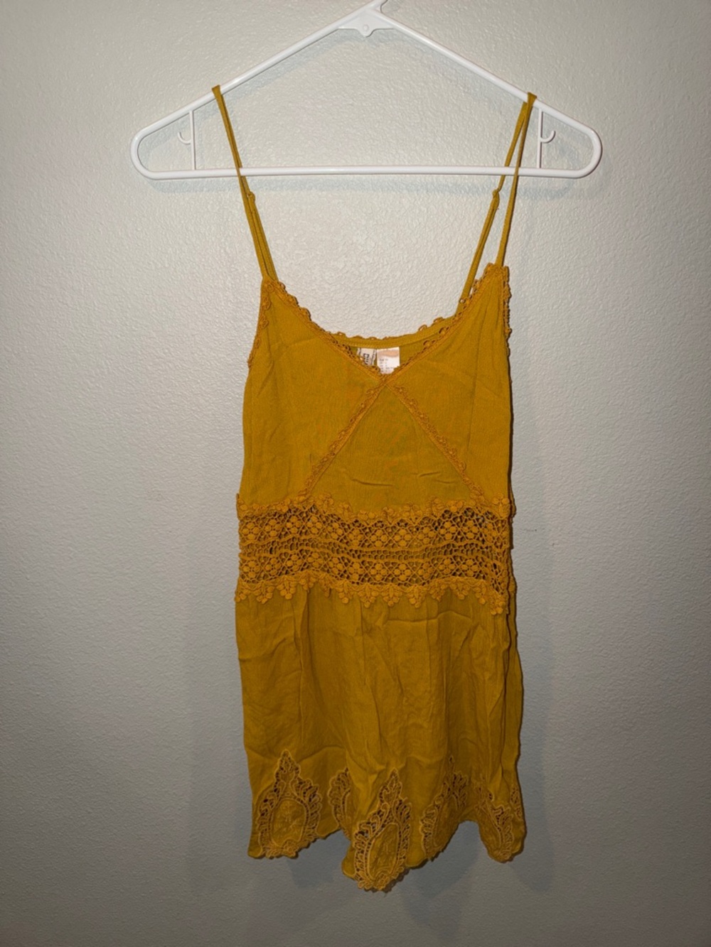 H&M Mustard Yellow Lace-Trim Mini Dress